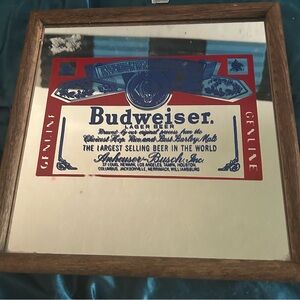 Budweiser Lager Beer Mirror with Red and Blue Accents